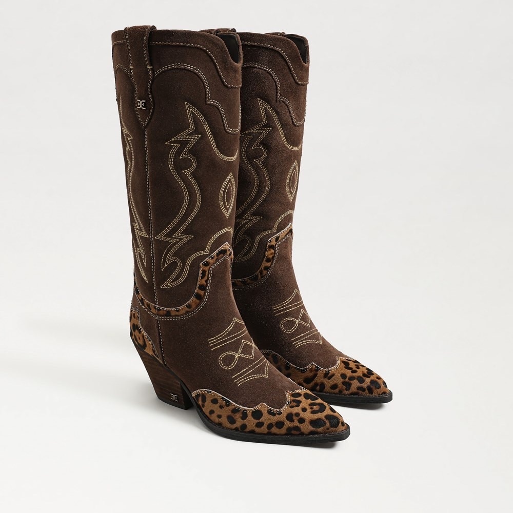 Sam Edelman Brown and Leopard Heeled Boots - Picture 7 of 7
